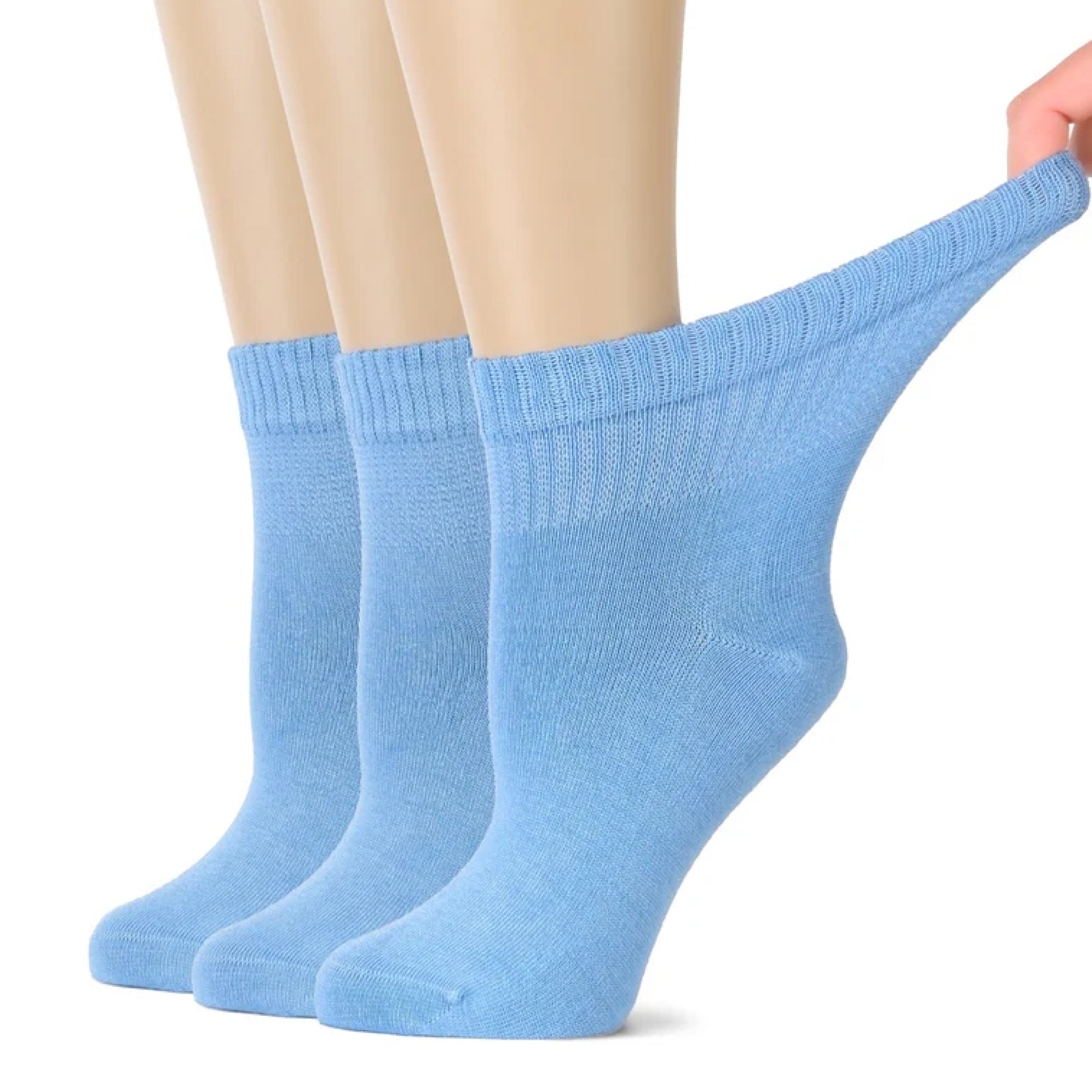Women's Comfortable Diabetic Bamboo Ankle Socks for Swollen Legs, 3 Pairs